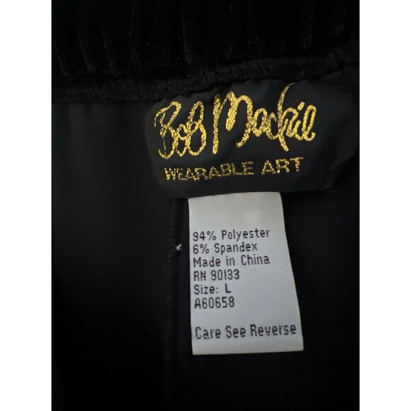 Bob Mackie Wearable Art Loose Velvet Pants Sz L Pull On Wide Leg - Picture 4 of 5